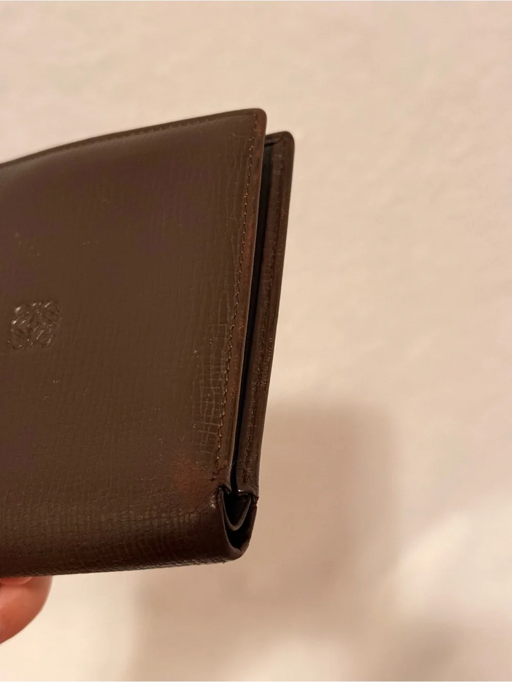 Vintage Loewe Brown Leather Anagram Bifold Wallet